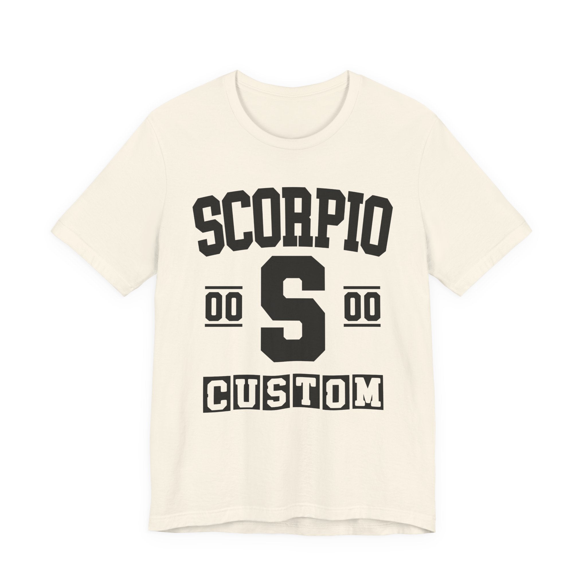 Custom Scorpio Varsity Tee Shirt — Customize Birthday Day/Month/Year - Customize Season/nation/Society