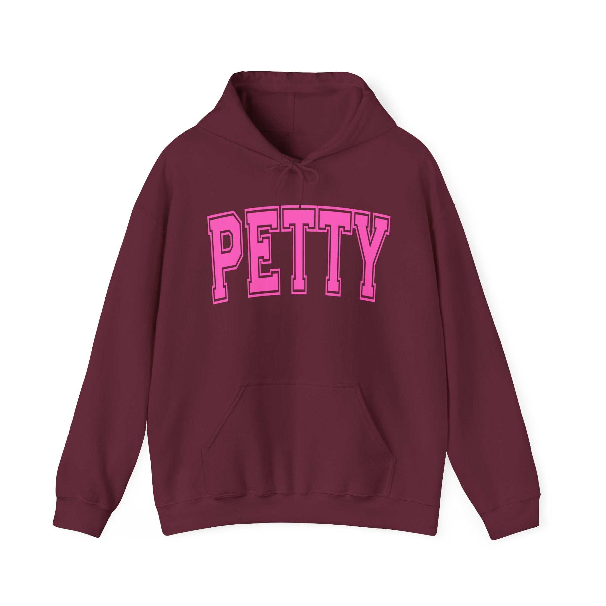 Petty Hoodie — Bold Pink Varsity Lettering Hooded Sweatshirt