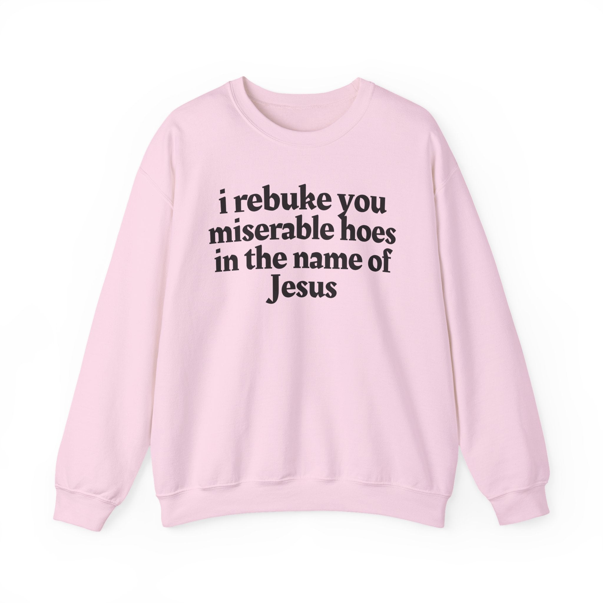 I Rebuke You Miserable Hoes In the Name of Jesus — Christian Humor Sweatshirt