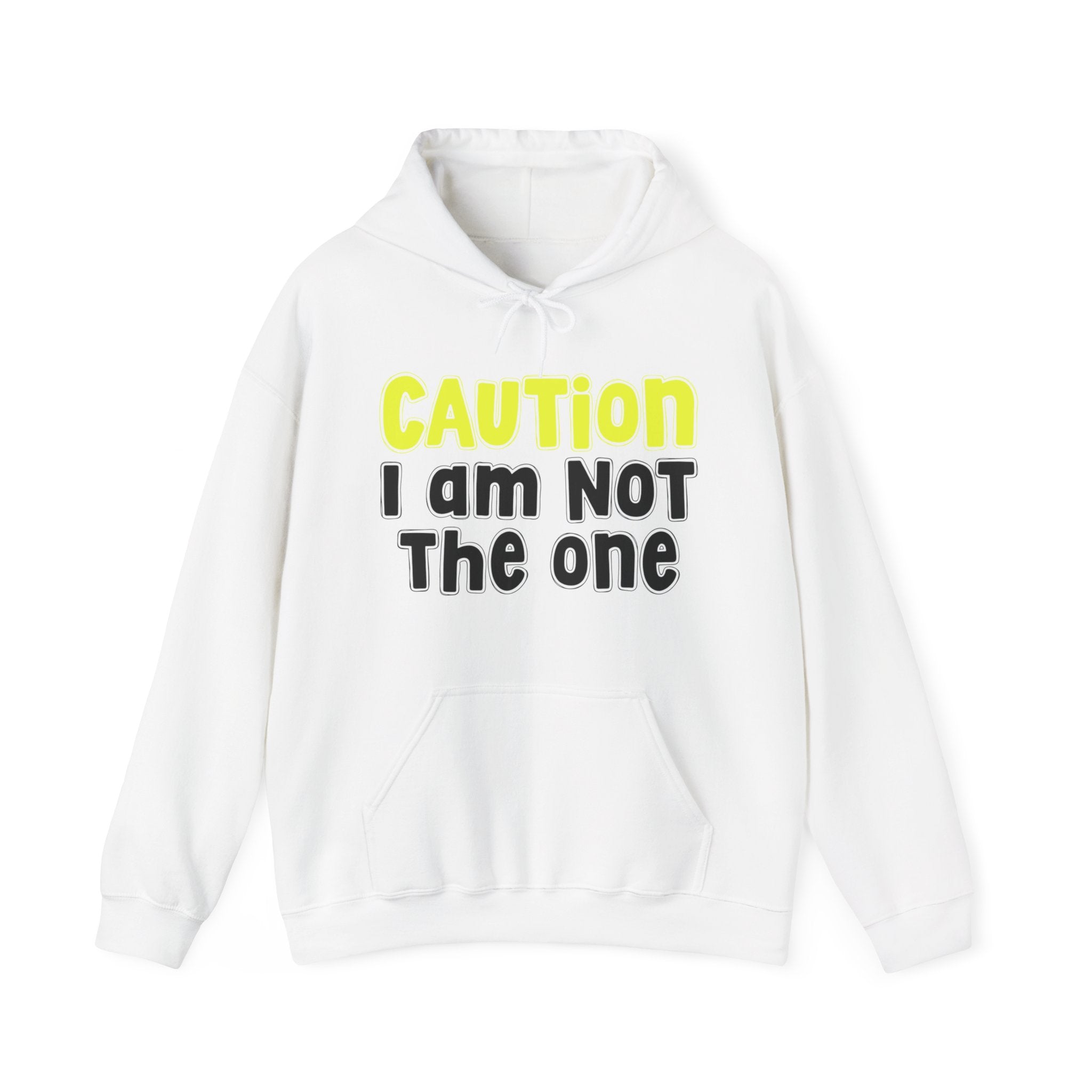 Caution I Am Not The One – Funny Warning Graphic Hoodie (yellow)