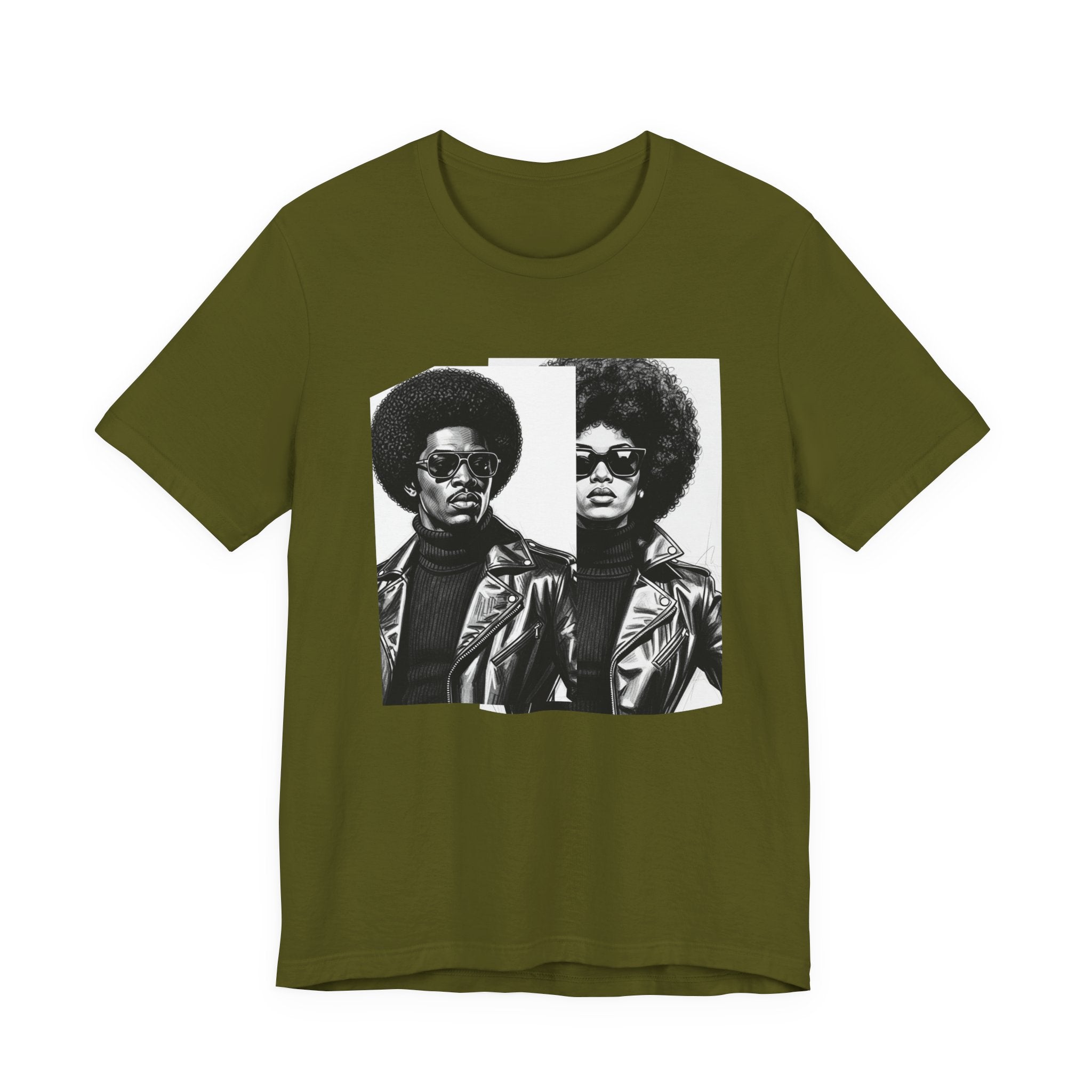 70s Style Portrait Of Black Power Couple － T-shirt