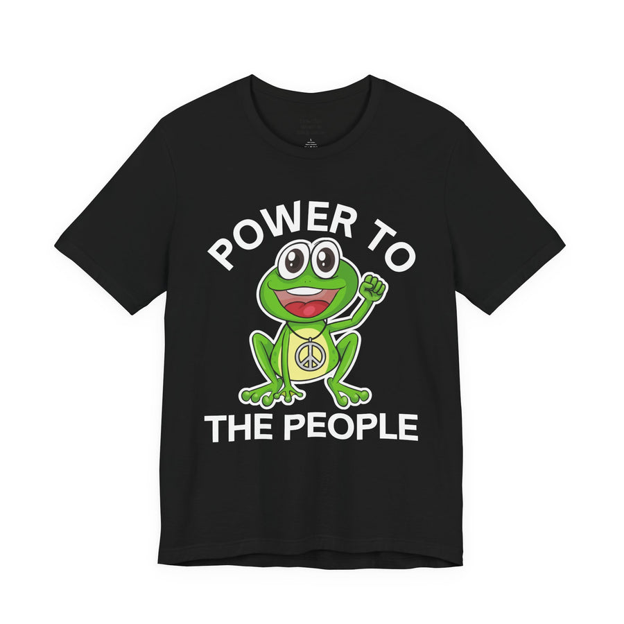 Power To The People — T-Shirt front view: POWER TO THE PEOPLE in bold statement lettering. Street Talk Designs politics and power statement apparel.