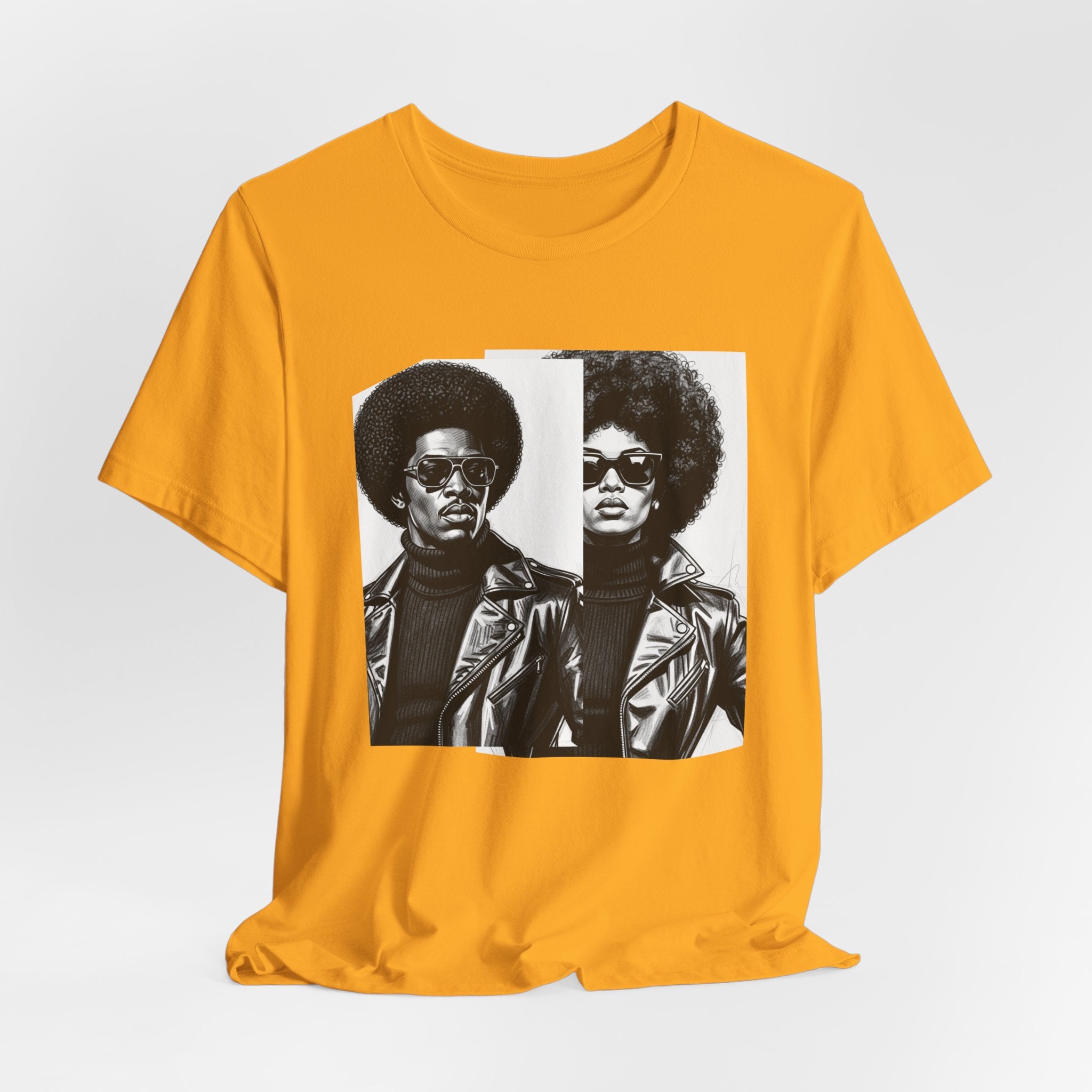 Black Power Couple - 70s with Retro Black Pride Tee Shirt