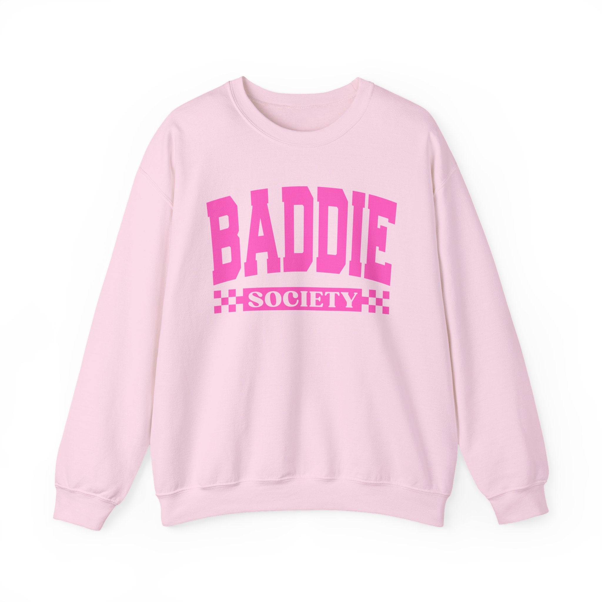 Baddie Society — Pink Varsity Sweatshirt