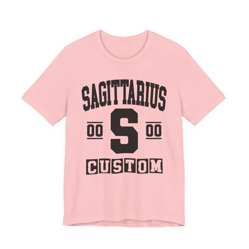 Custom Sagittarius Varsity T-Shirt — Customize Birthday Day/Month/Year — Customize Season/nation/Society