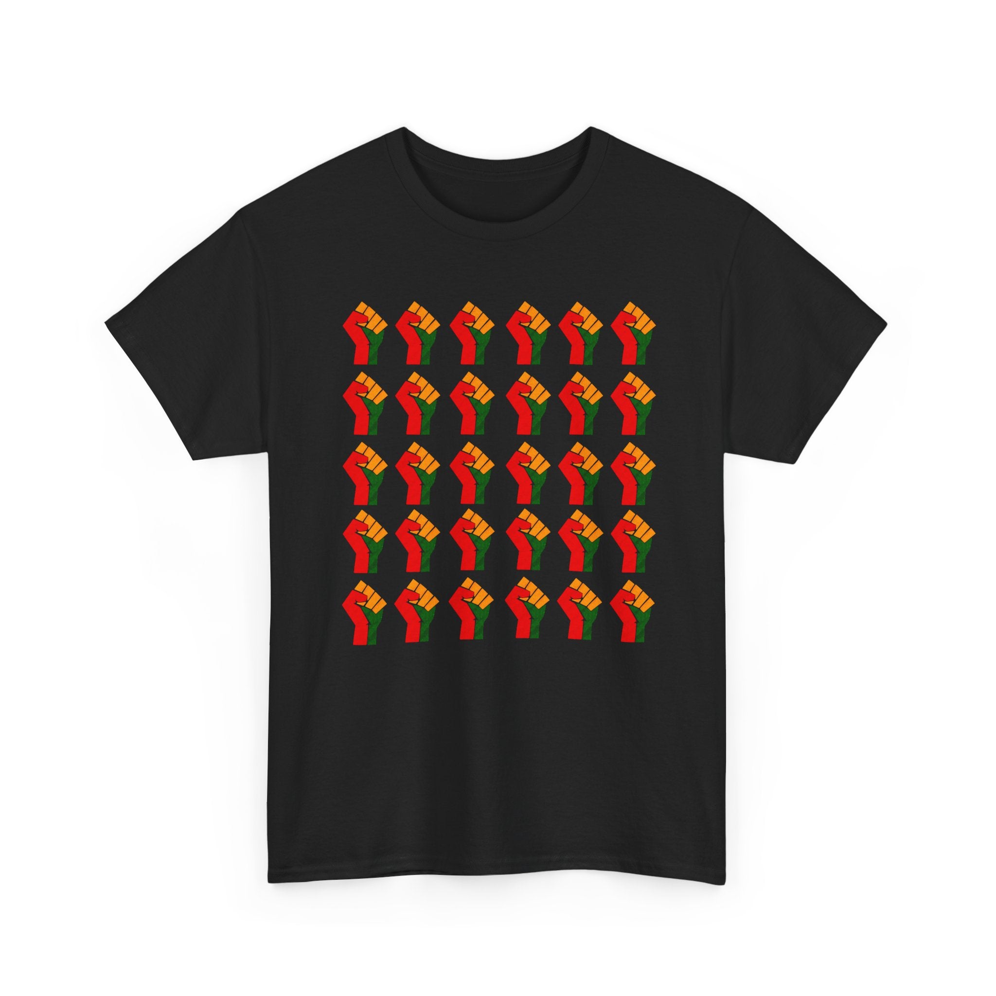 Raised Fist Grid 30 Pattern T‑Shirt — Pan——African Solidarity Graphic T-Shirt