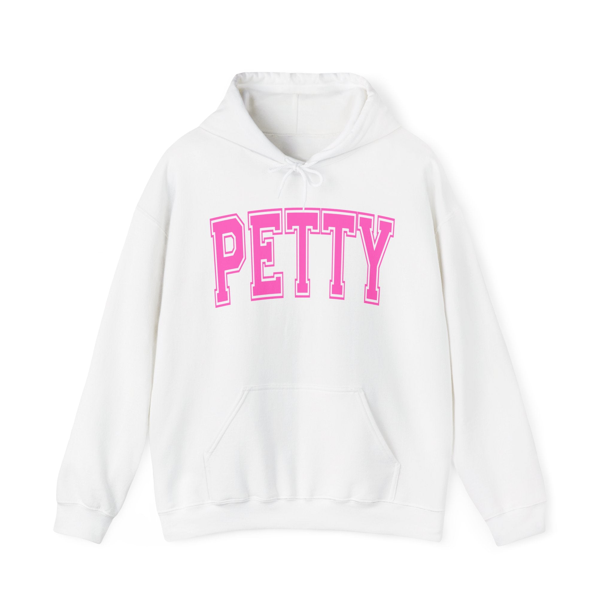 Petty Hoodie — Bold Pink Varsity Lettering Hooded Sweatshirt