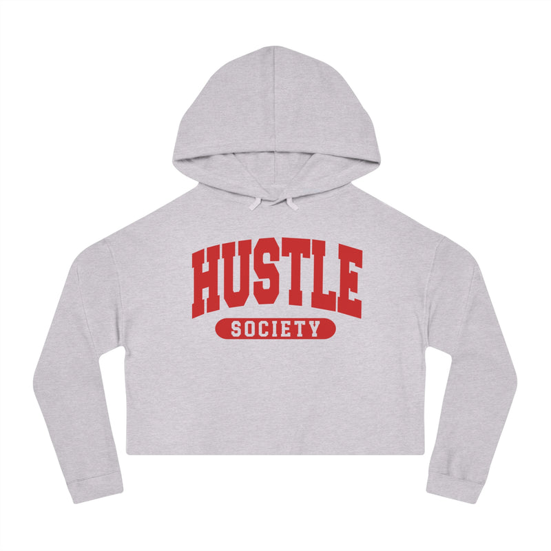 Hustle Society — Retro Collegiate Crop Top Hoodie