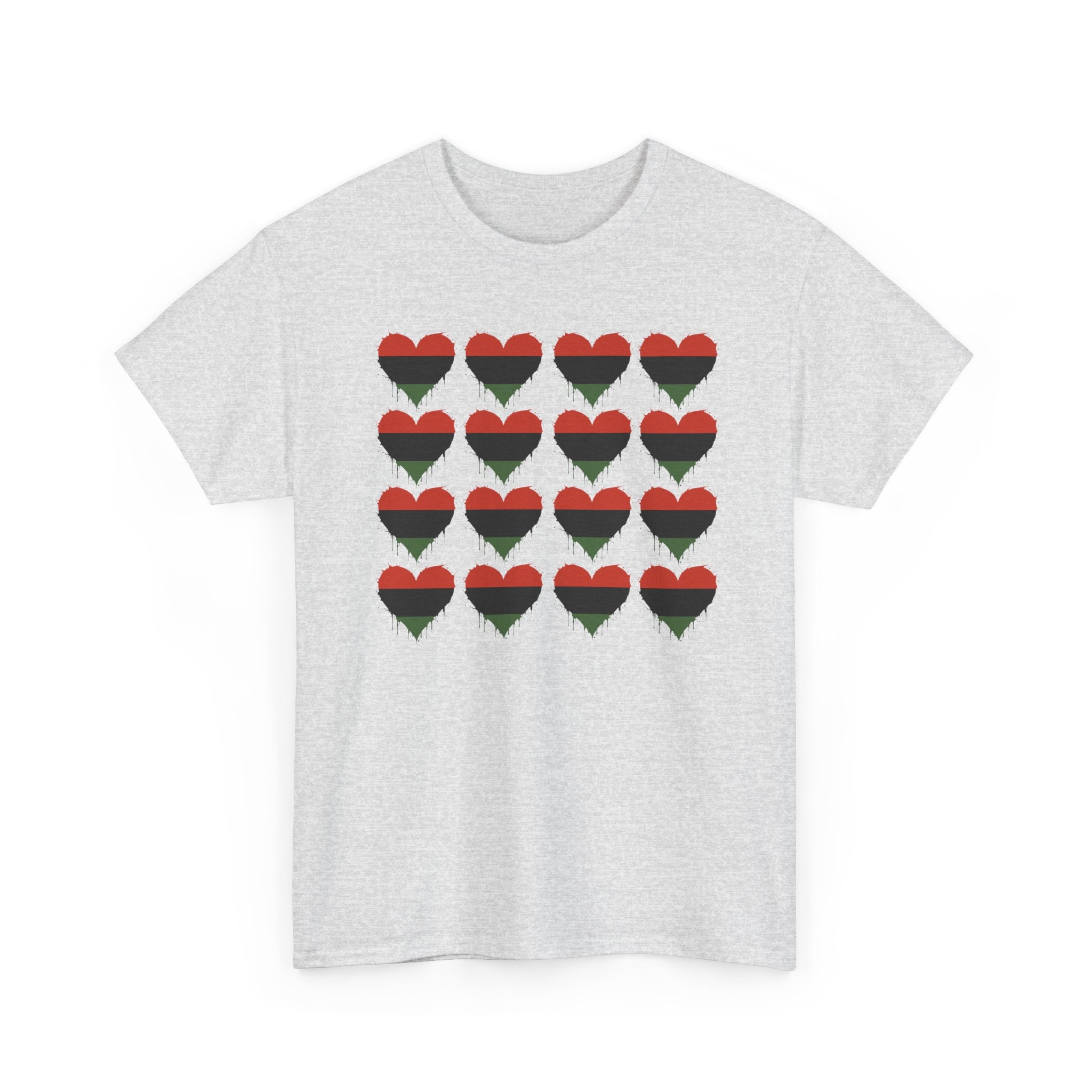 African American Hearts T‑Shirt — Black Red Green Pride Tee