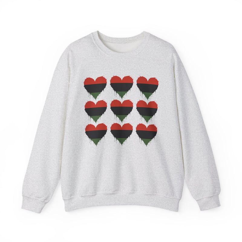 Pan——African Flag Red Black Green Heart 9 Grid Graphic Sweatshirt
