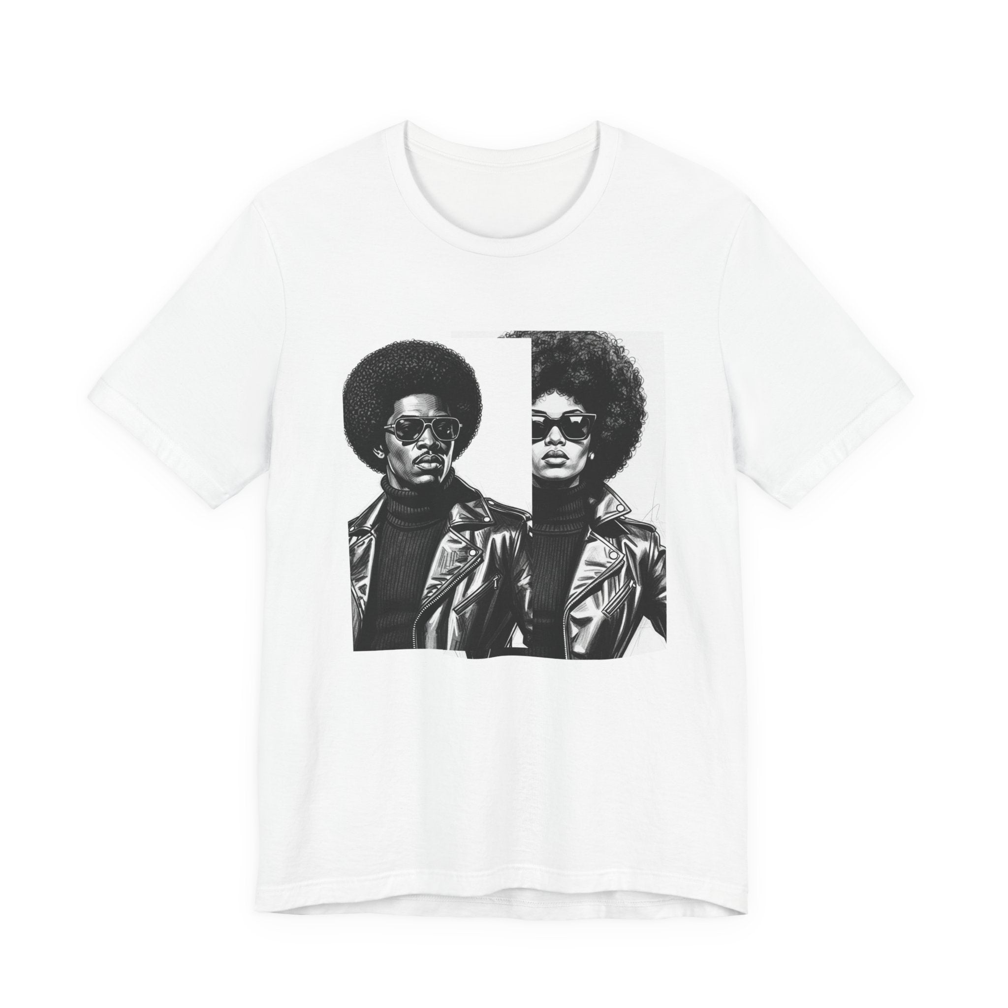 70s Style Portrait Of Black Power Couple － T-shirt