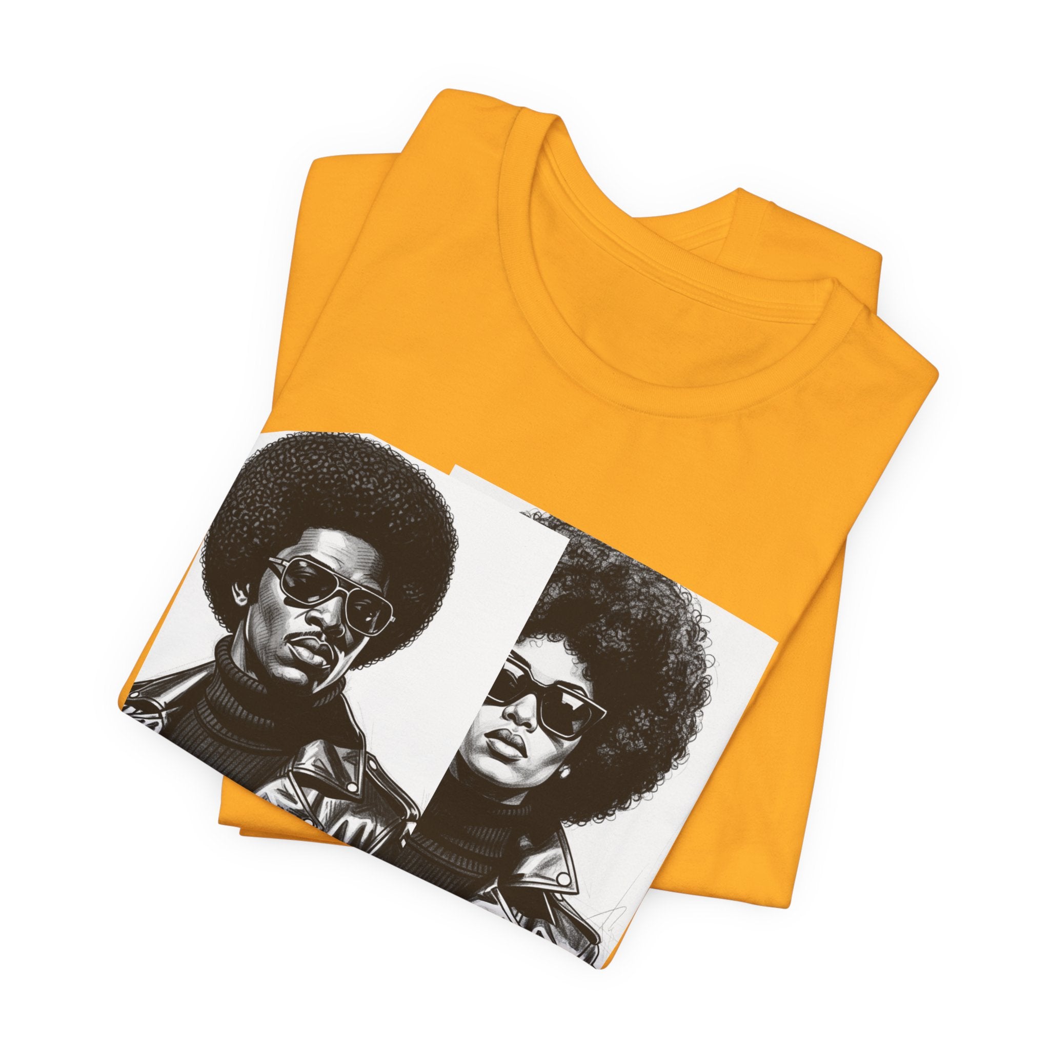 Black Power Couple - 70s with Retro Black Pride Tee Shirt