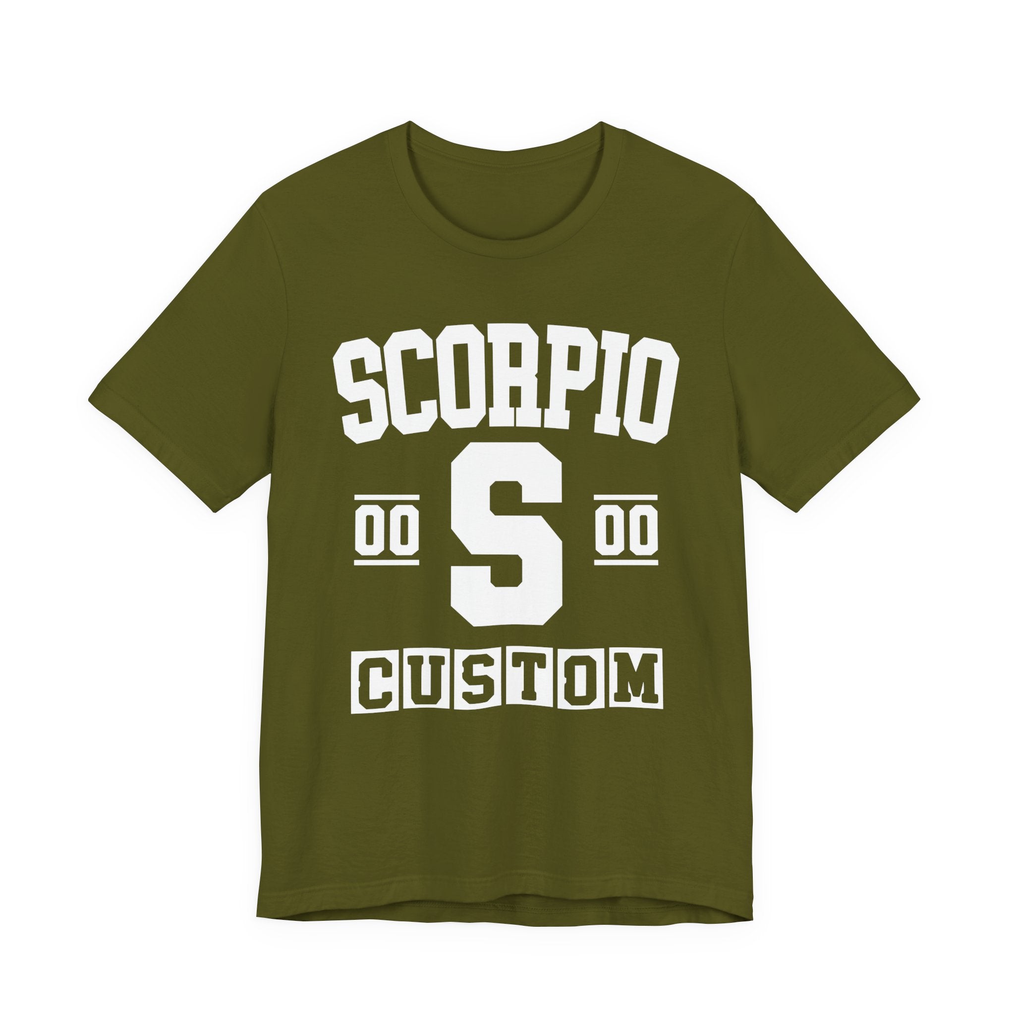 Custom Scorpio Varsity Tee Shirt — Customize Birthday Day/Month/Year - Customize Season/nation/Society