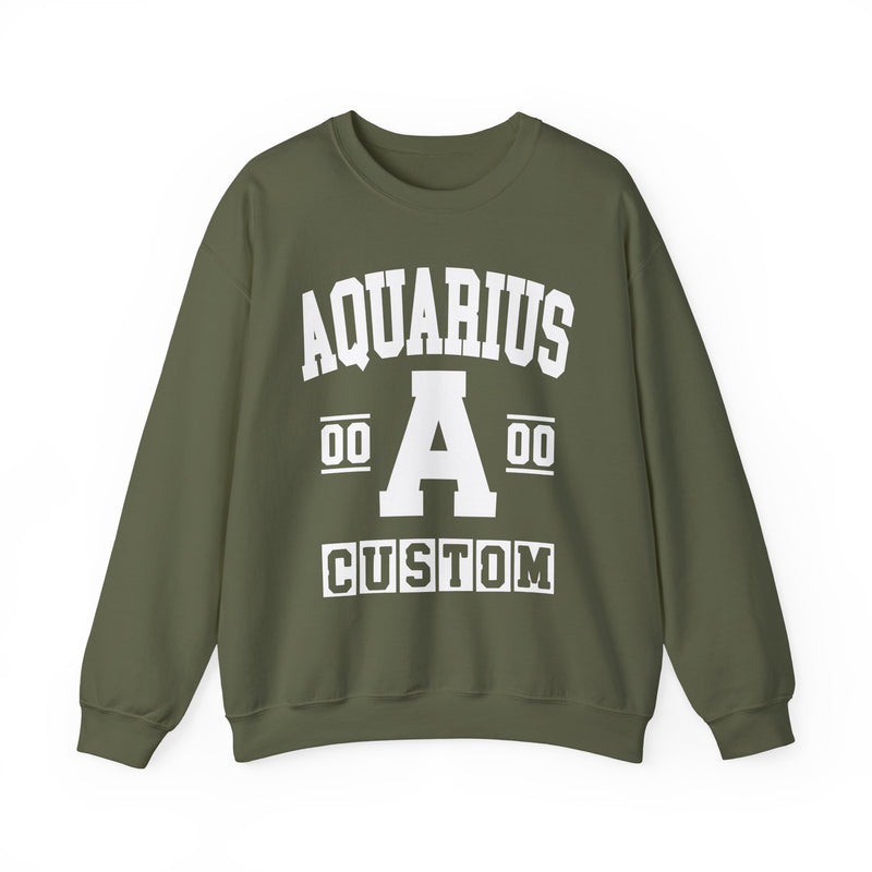 Custom Aquarius Varsity Sweatshirt — Customize Birthday Day/Month/Year — Customize Gemini Season/Nation