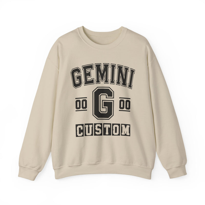 Custom Gemini Varsity Sweatshirt — Customize Birthday Day/Month/Year — Customize Gemini Season/Nation