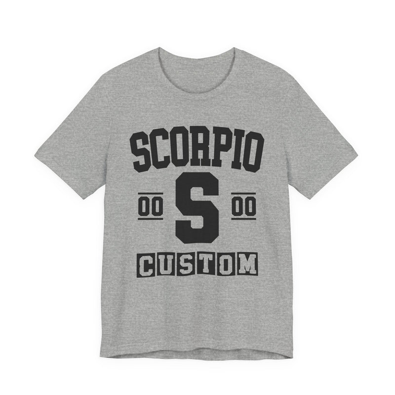 Custom Scorpio Varsity T-Shirt — Customize Birthday Day/Month/Year — Customize Season/nation/Society