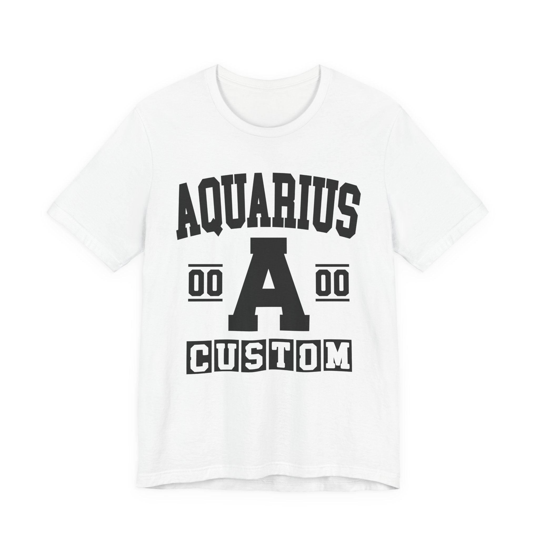 Custom Aquarius Varsity Tee Shirt — Customize Birthday Day/Month/Year - Customize Season/nation/Society