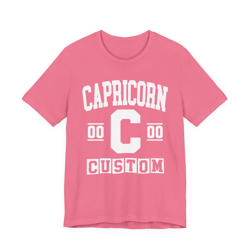 Custom Capricorn Varsity T-Shirt — Customize Birthday Day/Month/Year — Customize Season/nation/Society