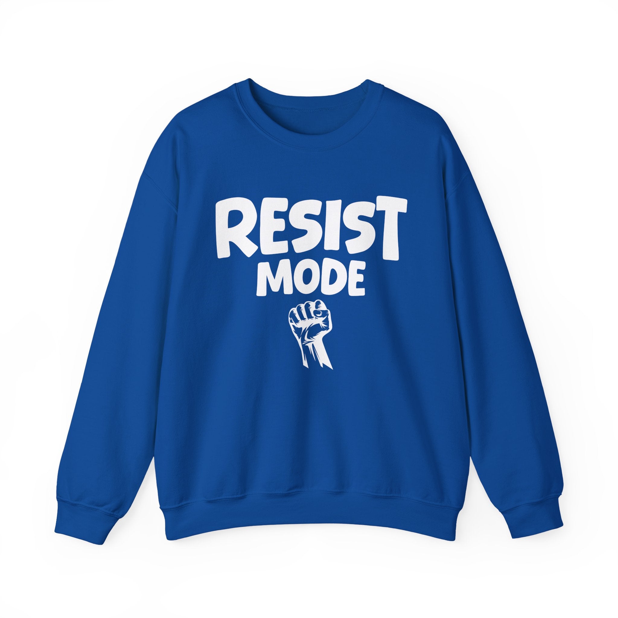 Resist Mode Crewneck Sweatshirt — Political Activism Fist Graphic