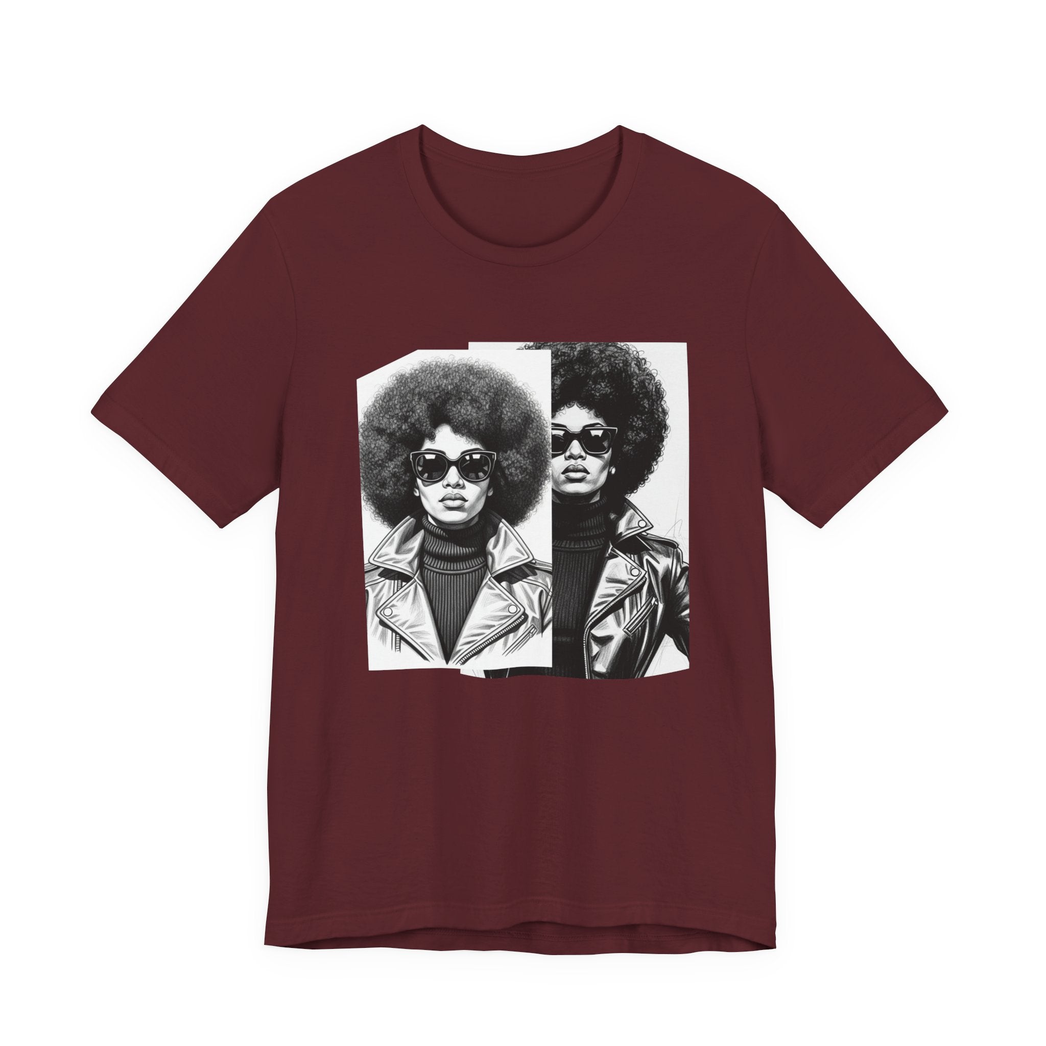 Powerful Black Woman Portrait － 70s with Retro Black Pride T-shirt