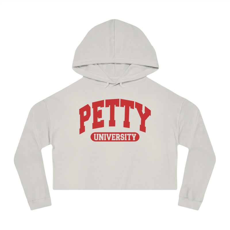 Petty University — Retro Collegiate Crop Top Hoodie