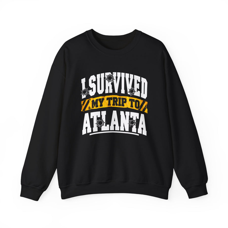 Sweatshirt with lettering reading I Survived My Trip To Atlanta, gallery image 1.