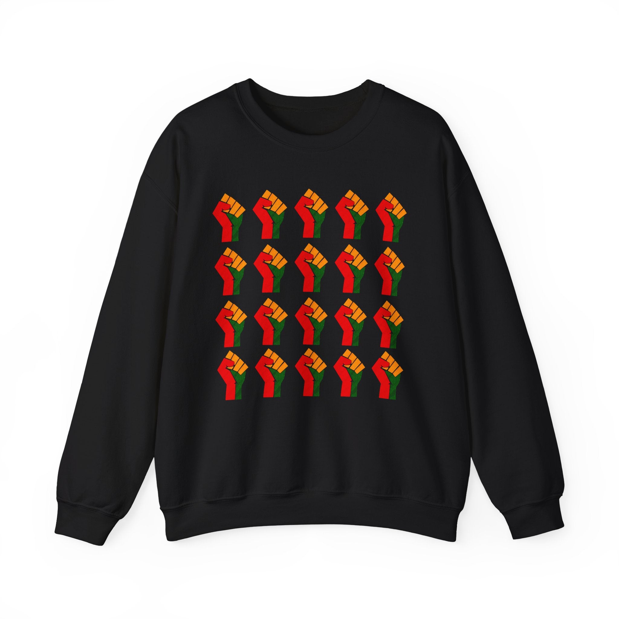 Pan——African Raised Fist Grid Pattern (Black History Solidarity) — Sweatshirt