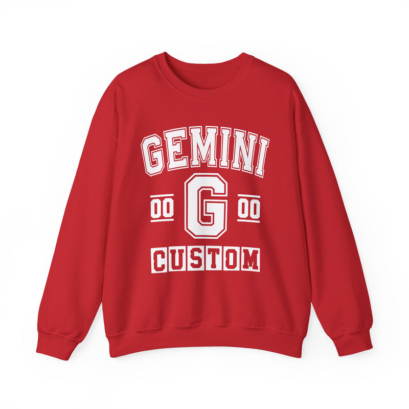 Custom Gemini Varsity Sweatshirt — Customize Birthday Day/Month/Year — Customize Gemini Season/Nation