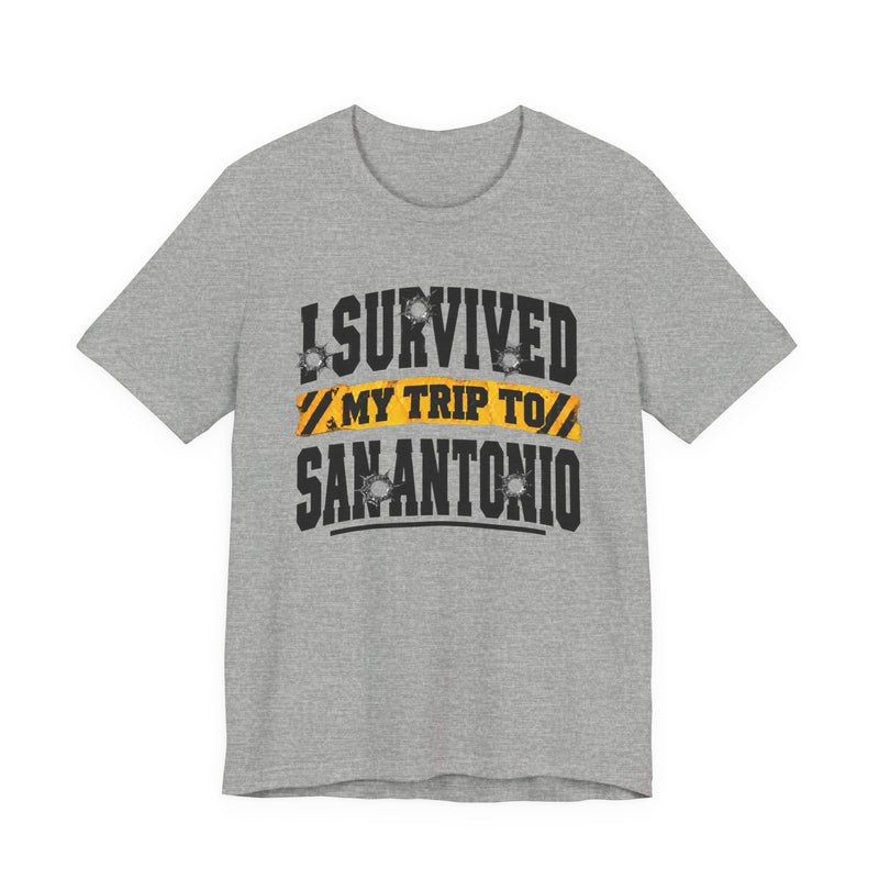 T-Shirt with lettering reading I Survived My Trip To San Antonio, gallery image 7.