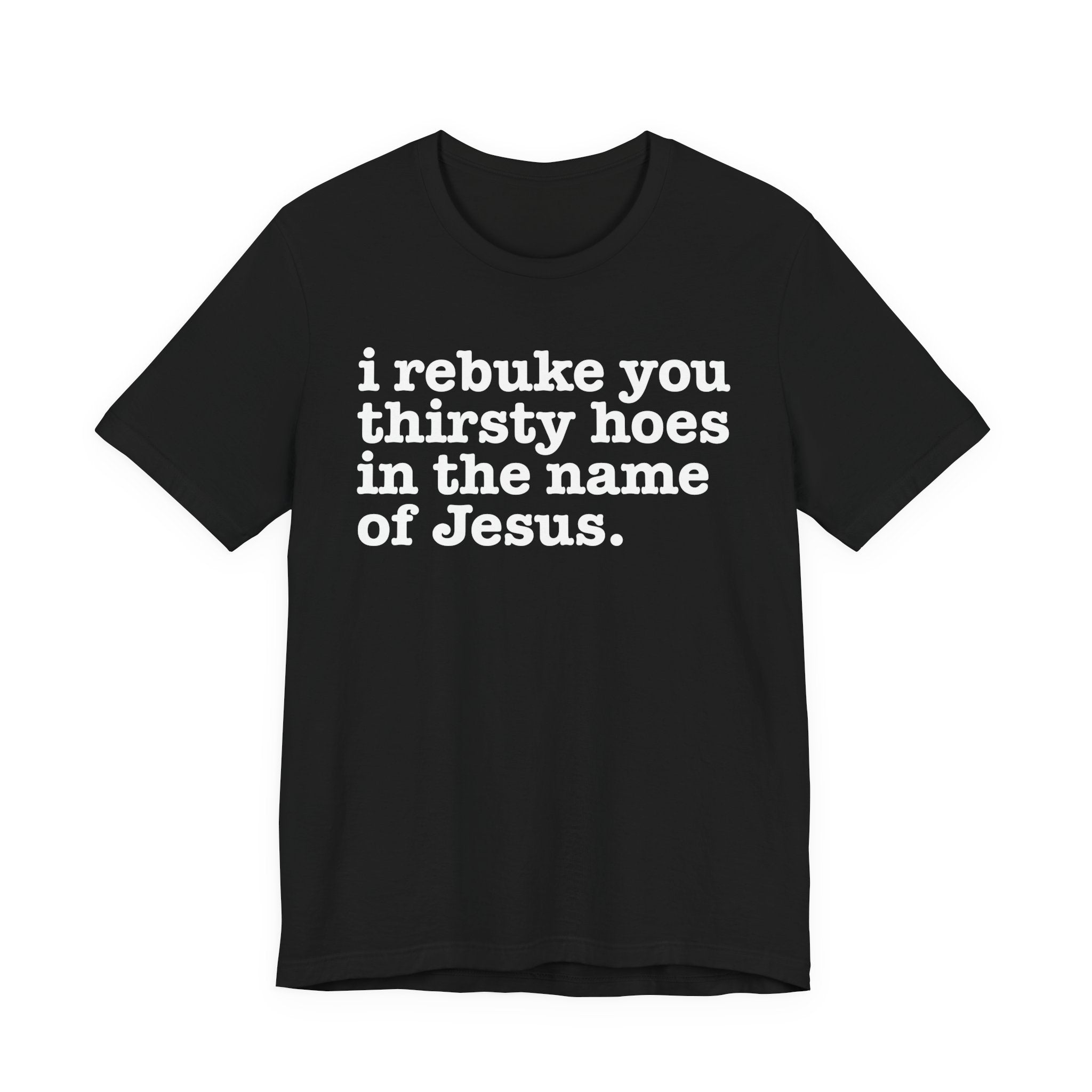 I Rebuke You Thirsty Hoes in the Name of Jesus — Christian Humor T-Shirt