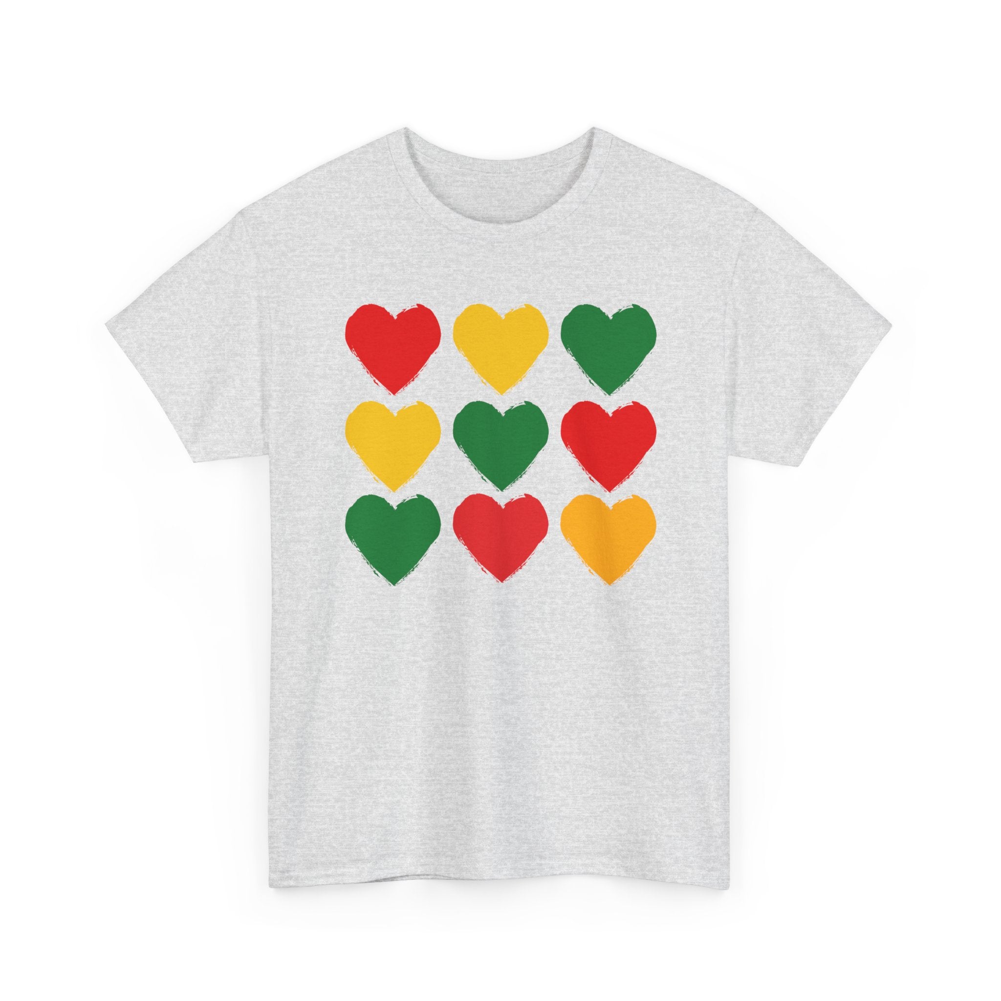 Pan——African 12 Heart Grid T-Shirt — Colorful Pride T-Shirt