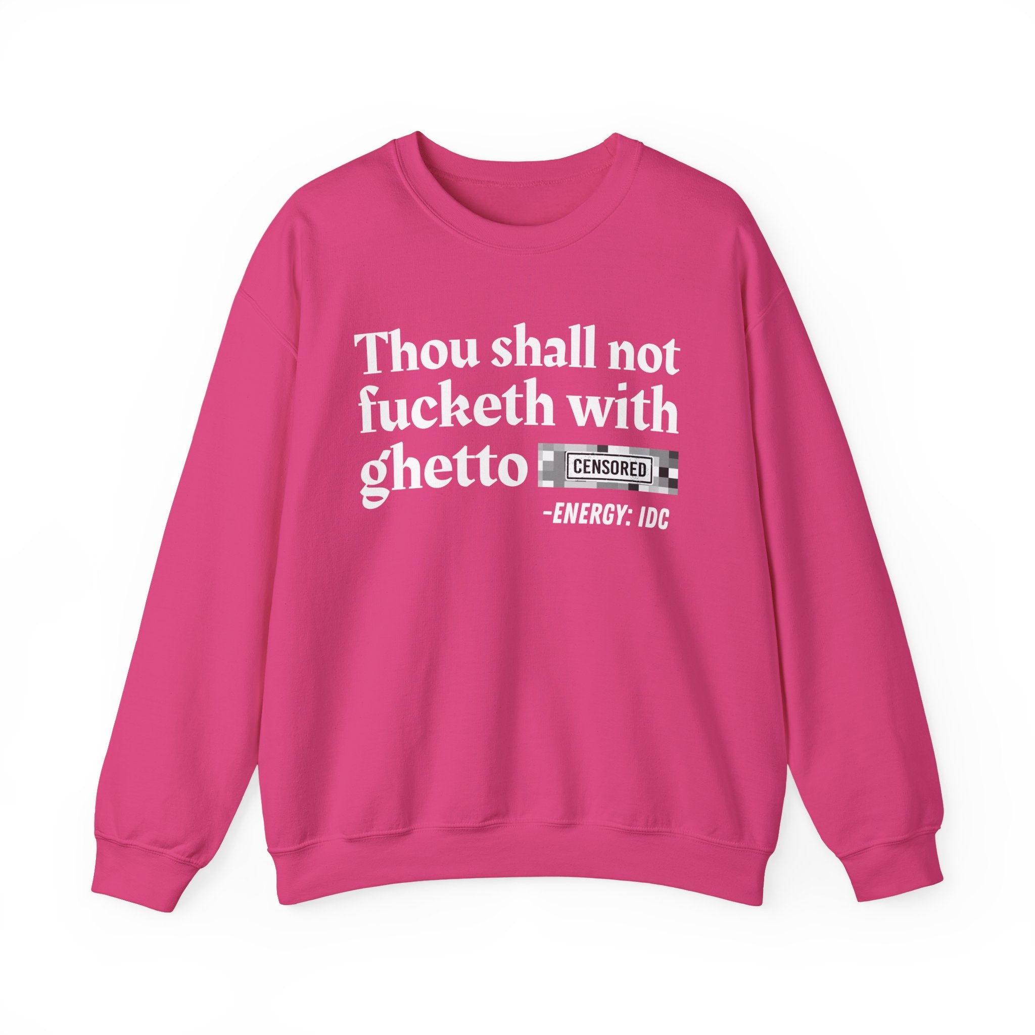 Thou Shall Not Fucketh With Ghetto (Censored Bitch) — Vintage funny Bible——Print Slogan T-Shirt