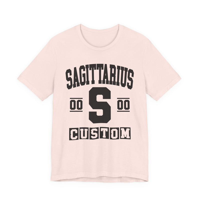 Custom Sagittarius Varsity T-Shirt — Customize Birthday Day/Month/Year — Customize Season/nation/Society