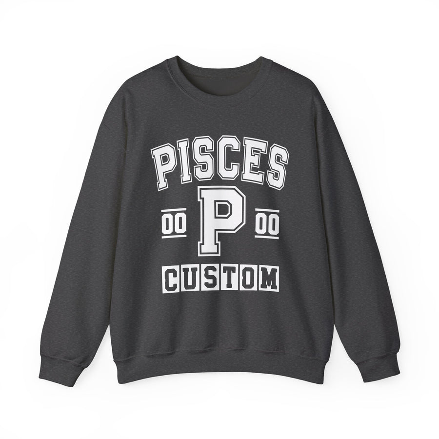 Custom Pisces Varsity Sweatshirt — Customize Birthday Day/Month/Year — Customize Gemini Season/Nation