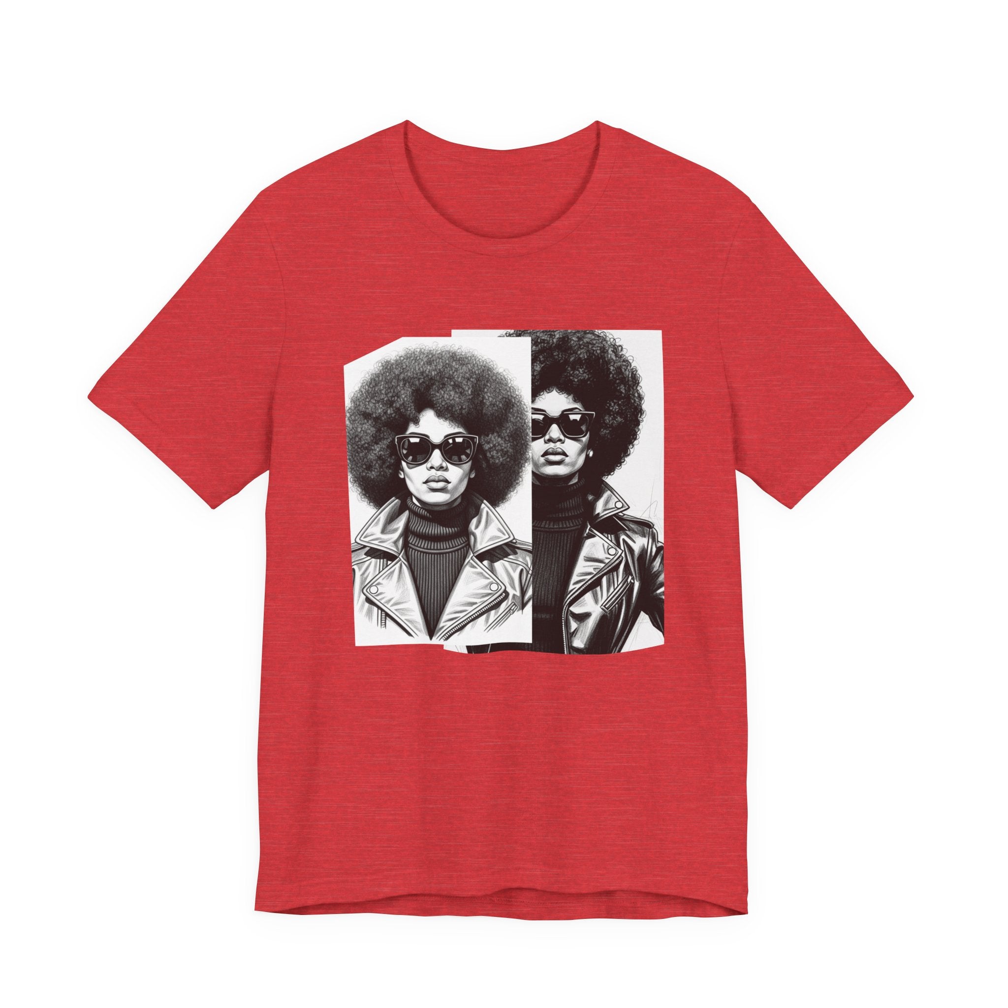 Powerful Black Woman Portrait － 70s with Retro Black Pride T-shirt