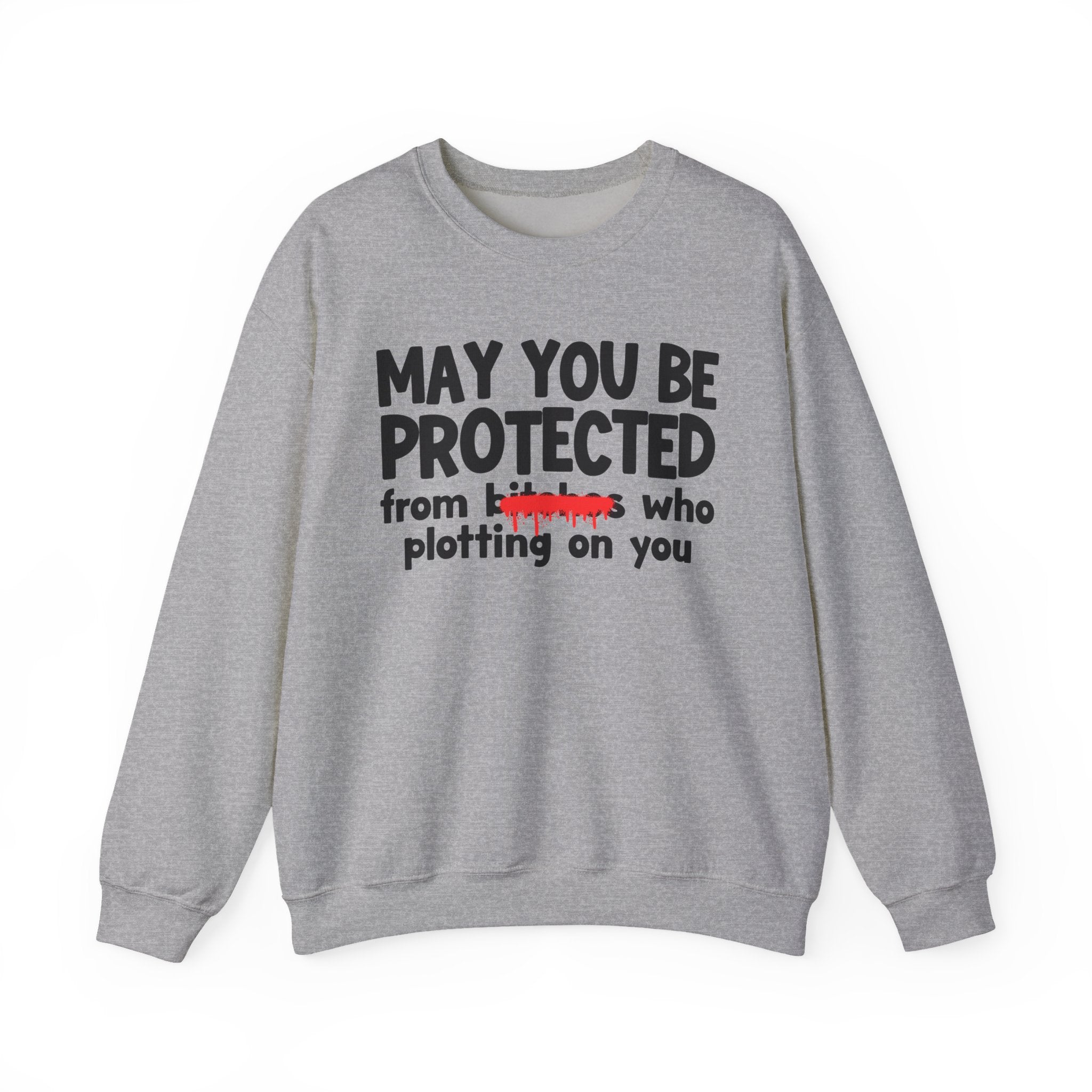 May You Be Protected From Bitches Who Plottin On You — Funny Protection Statement Sweatshirt