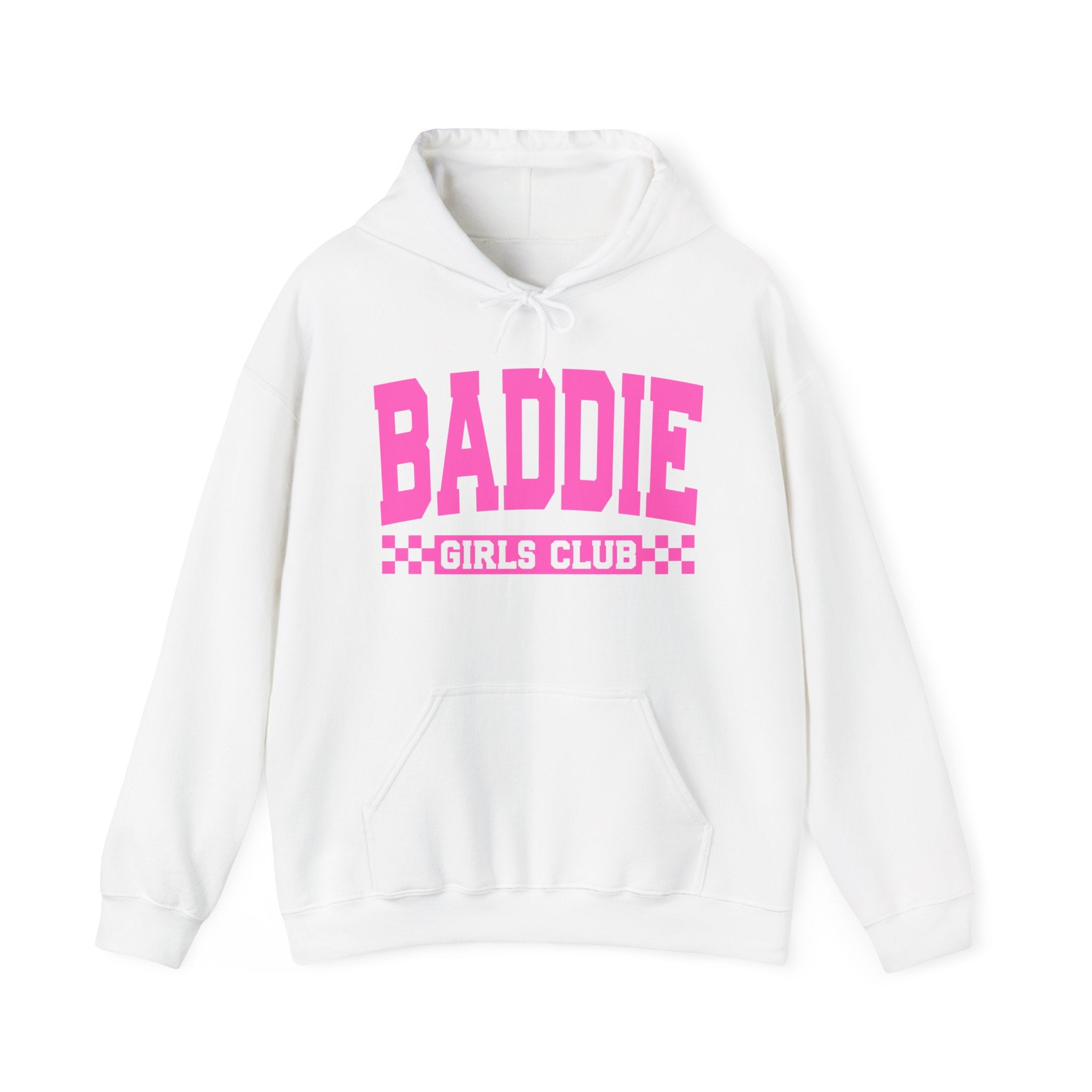 Baddie Girls Club Hoodie — Bold Pink Varsity Lettering Hooded SweaT-shirt