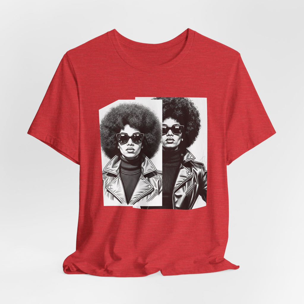 Powerful Black Woman Potrait - 70s with Retro Black Pride Tee Shirt
