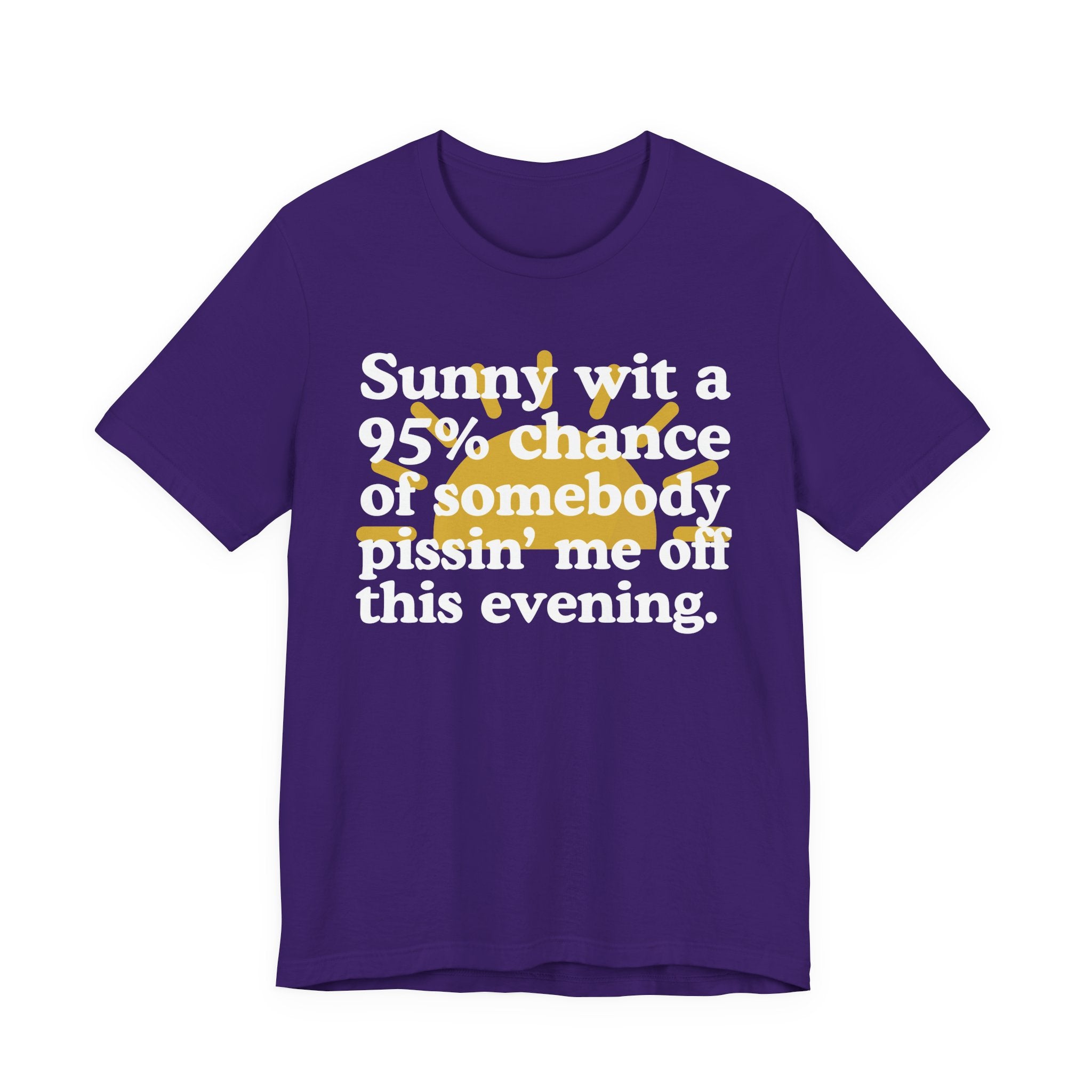Sunny wit a 95% chance of Somebody Pissin' Me Off This Evening —  Funny Weather Forecast T-Shirt
