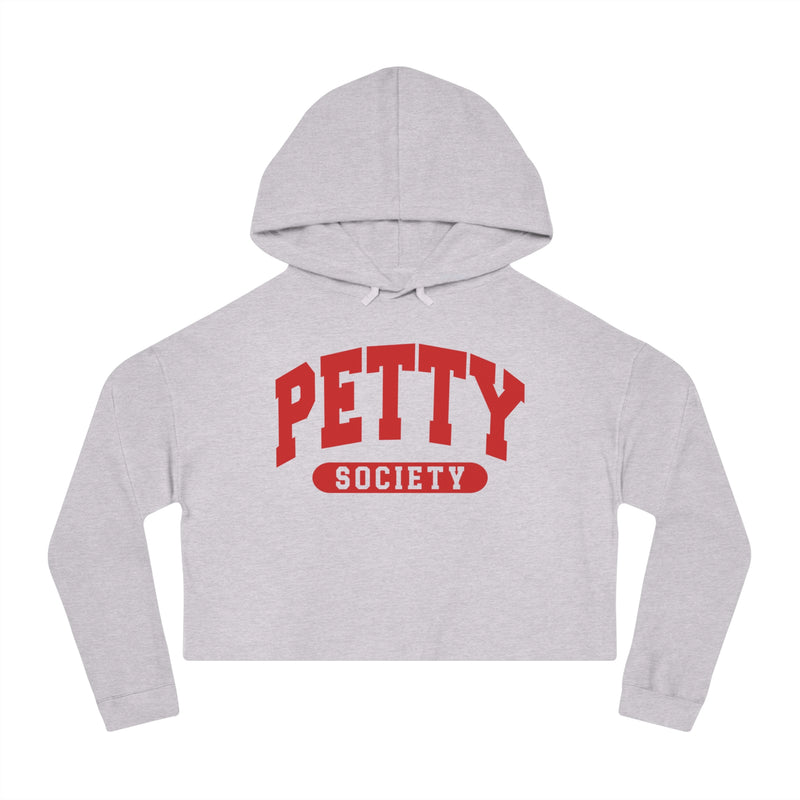 Petty Society — Retro Collegiate Crop Top Hoodie