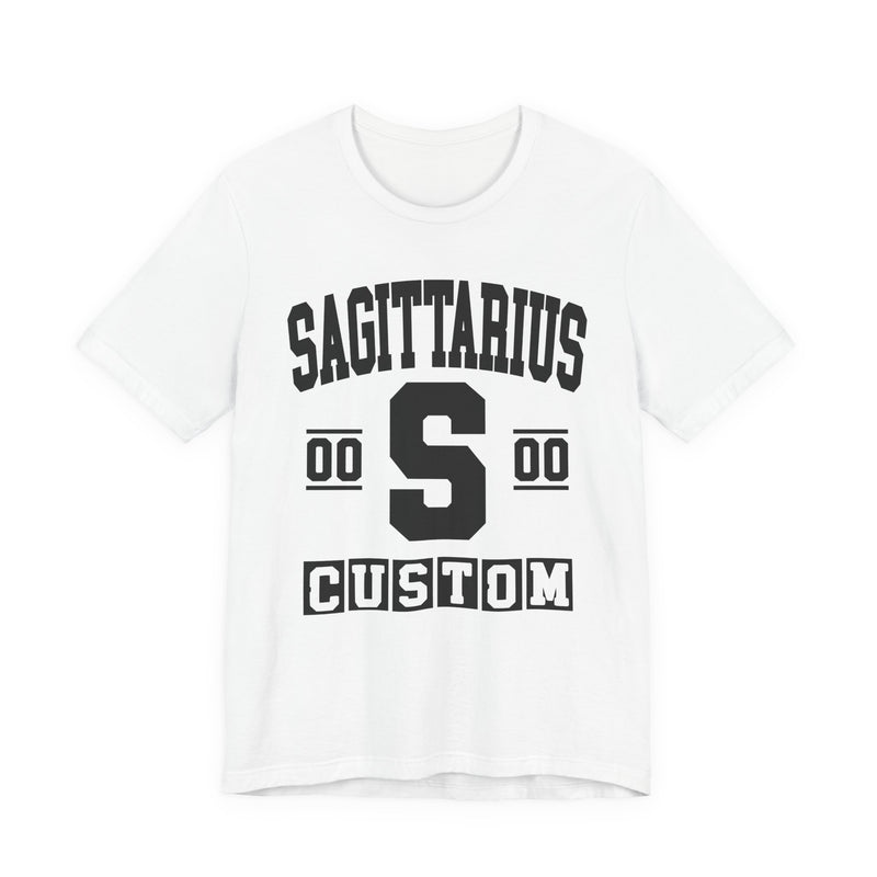 Custom Sagittarius Varsity T-Shirt — Customize Birthday Day/Month/Year — Customize Season/nation/Society