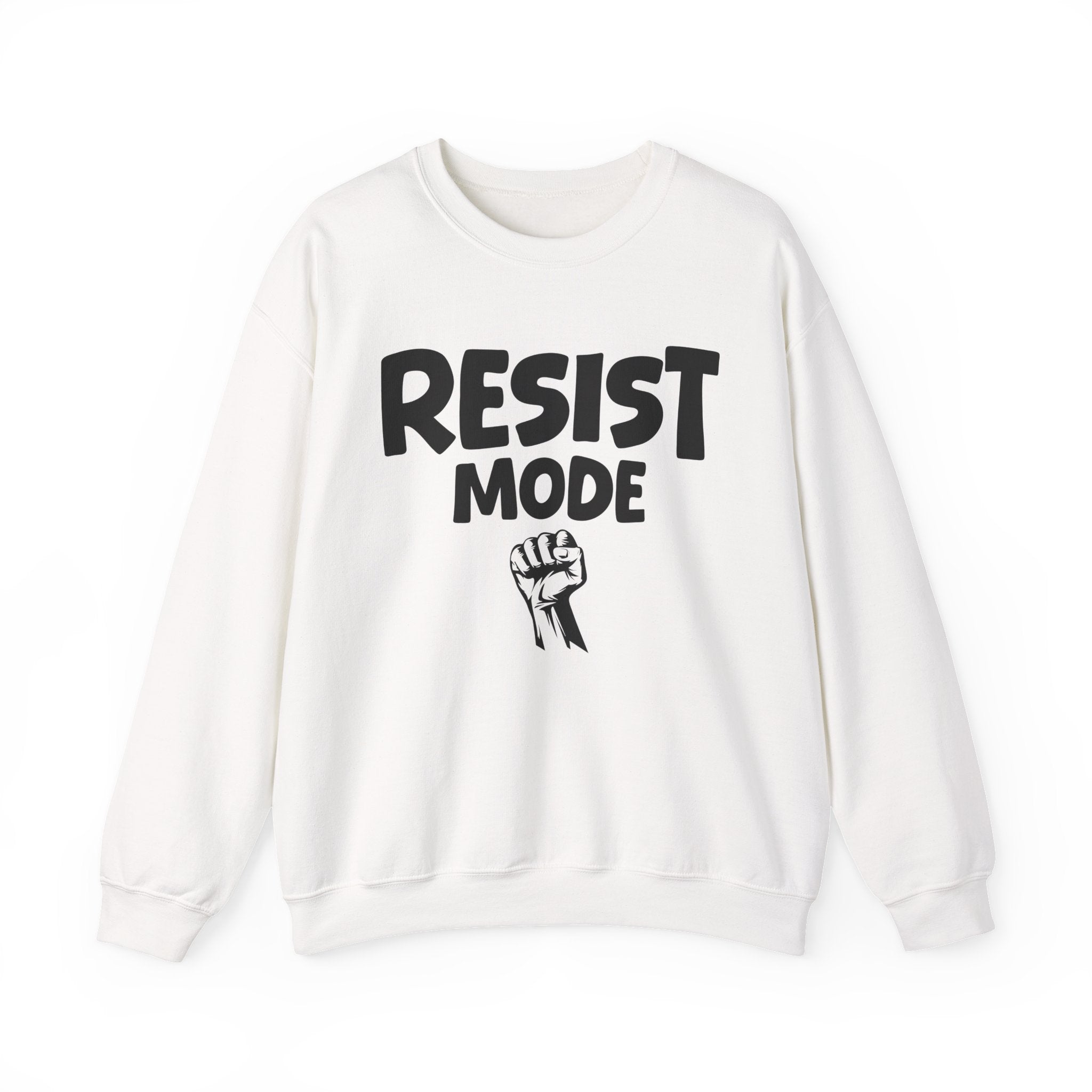 Resist Mode Crewneck Sweatshirt — Political Activism Fist Graphic