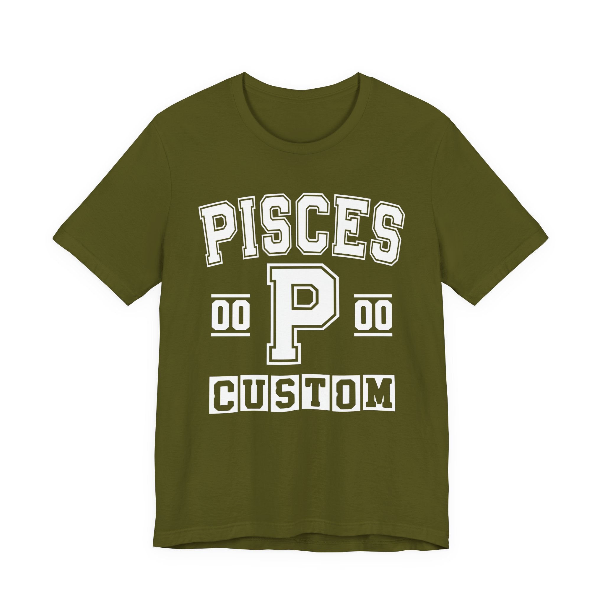 Custom Pisces Varsity Tee Shirt — Customize Birthday Day/Month/Year - Customize Season/nation/Society
