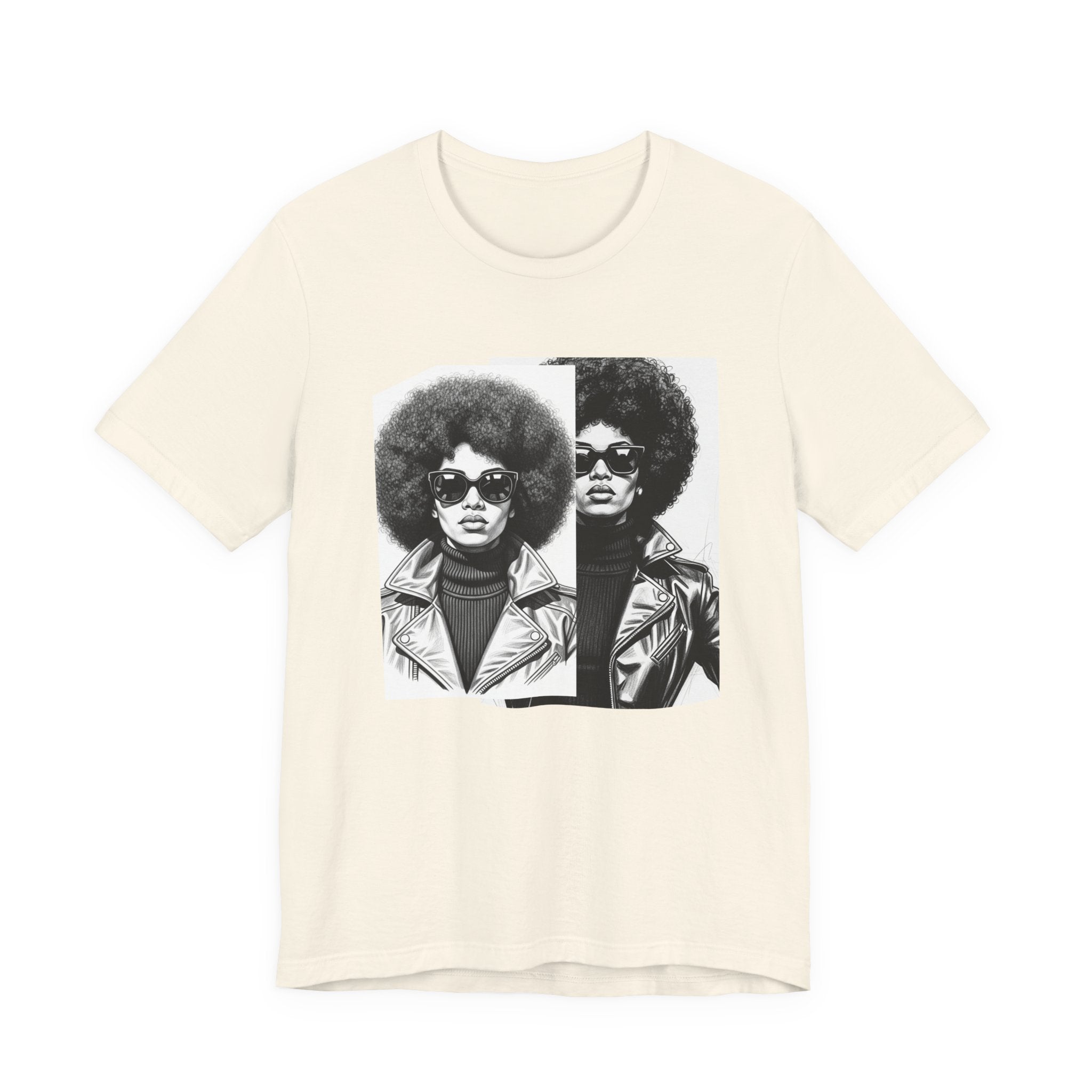 Powerful Black Woman Portrait － 70s with Retro Black Pride T-shirt