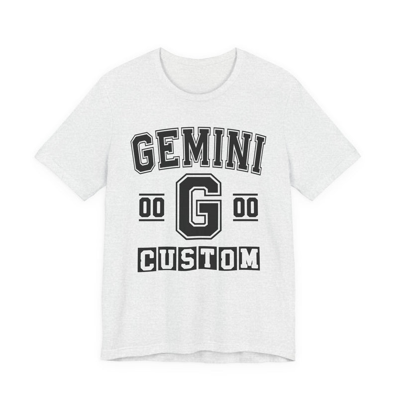 Custom Gemini Varsity T-Shirt — Customize Birthday Day/Month/Year — Customize Season/nation/Society