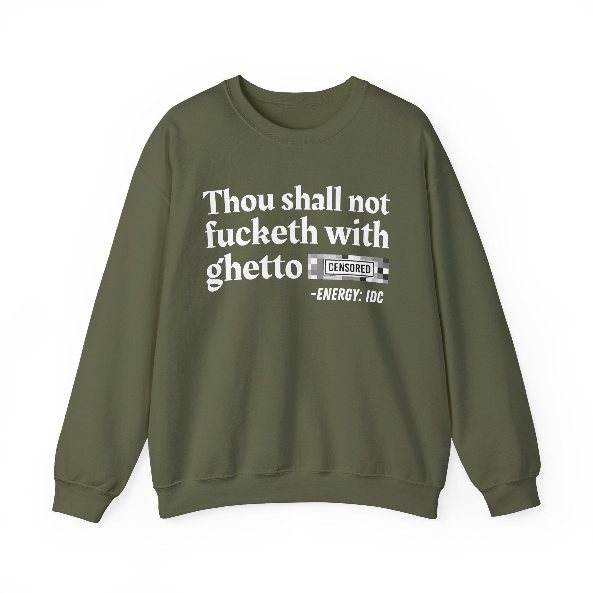 Thou Shall Not Fucketh With Ghetto (Censored Bitch) — Vintage funny Bible——Print Slogan T-Shirt