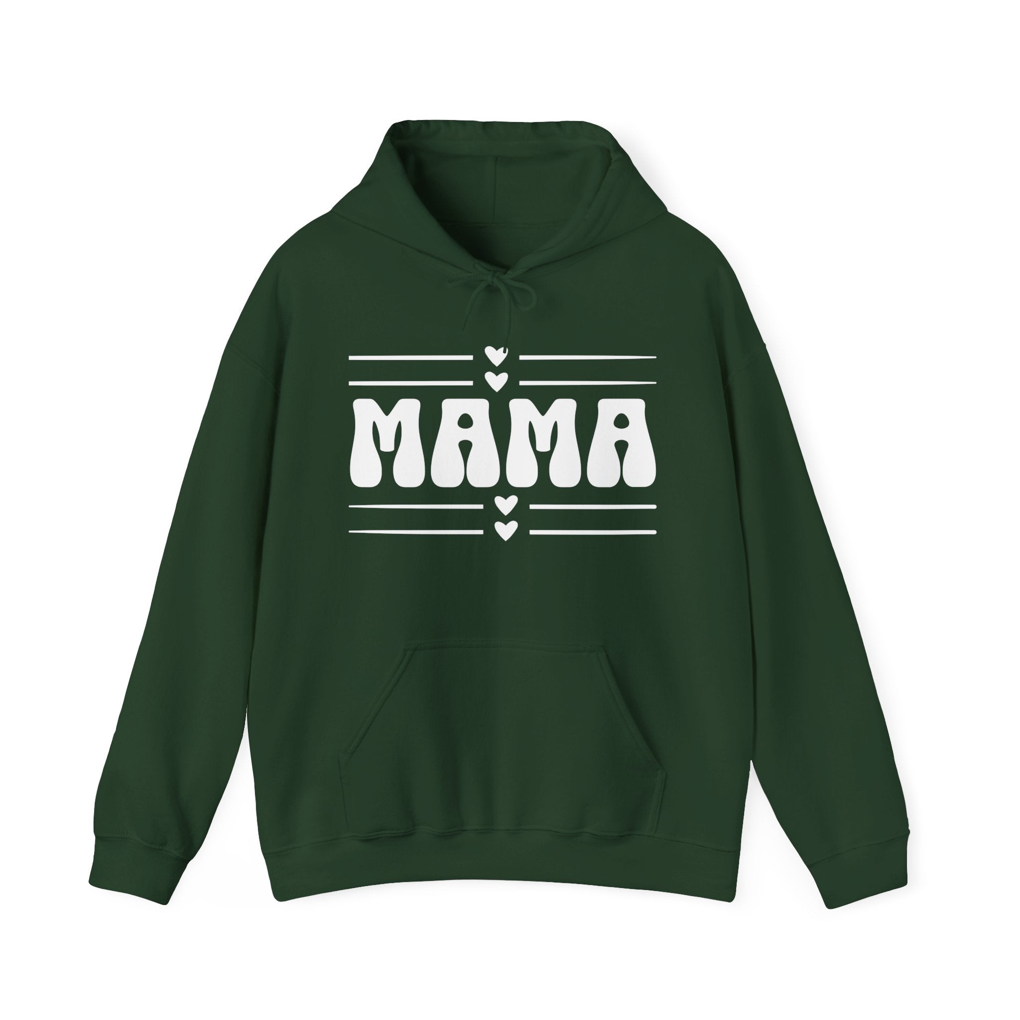 Mama Retro Hearts Hoodie — Vintage Groove Mother's Day Sweatshirt