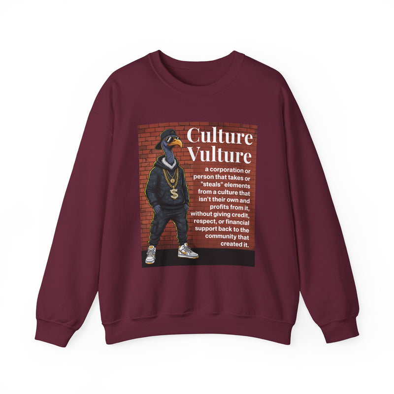 Culture Vulture — Sweatshirt alternate view 5: CULTURE VULTURE in bold statement lettering. Street Talk Designs culture statement apparel.