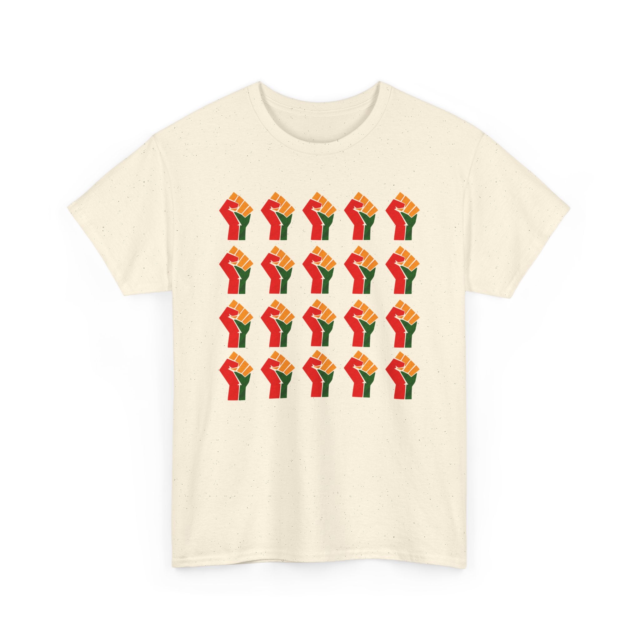 Raised Fist Grid Pattern T‑Shirt — Pan-African Solidarity Graphic Tee