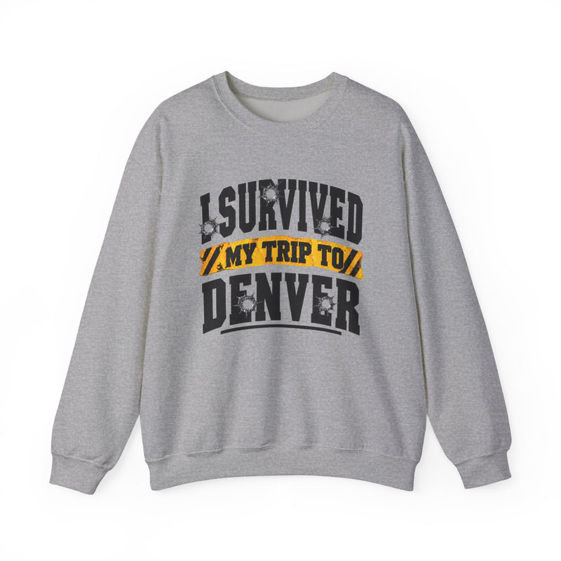 Sweatshirt with lettering reading I Survived My Trip To Denver, gallery image 5.